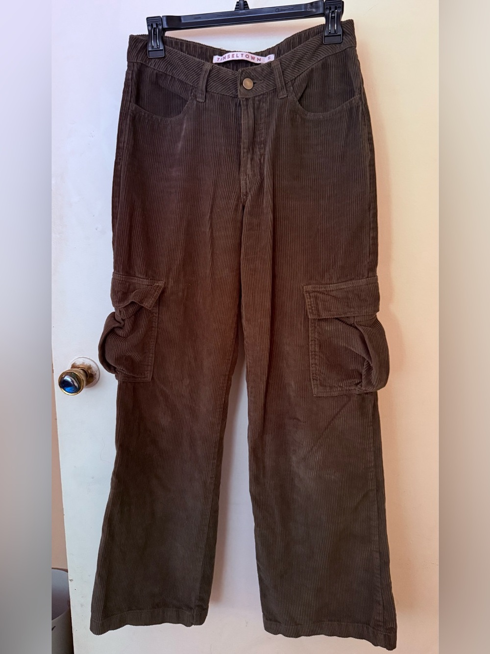 Tinseltown Dark Army Green Corduroy Cargo Pants